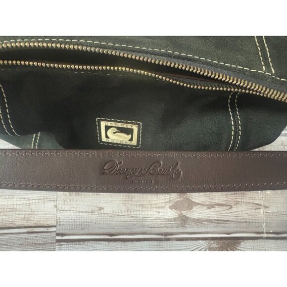 DOONEY & BOURKE Suede leather satchel purse bag color green Brown vintage 90's - Picture 11 of 13
